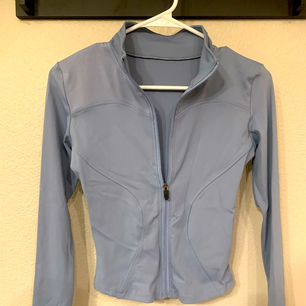 Pale blue athletic full zip up - XS